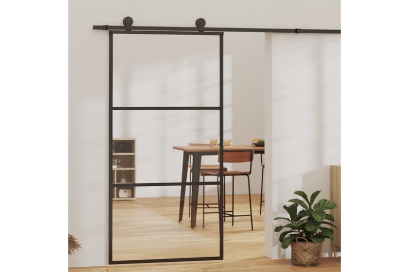Liukuovi ESG-lasi ja alumiini 102x205 cm musta - Musta - Talo & remontointi - Rakentaminen - Ovet - Liukuovi