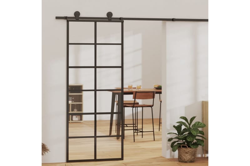 Liukuovi ESG-lasi ja alumiini 76x205 cm musta - Musta - Talo & remontointi - Rakentaminen - Ovet - Liukuovi