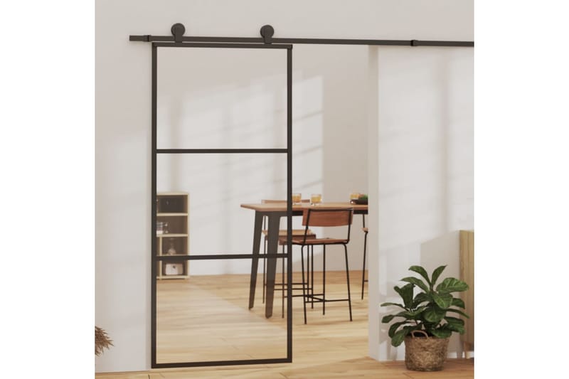 Liukuovi ESG-lasi ja alumiini 90x205 cm musta - Musta - Talo & remontointi - Rakentaminen - Ovet - Liukuovi
