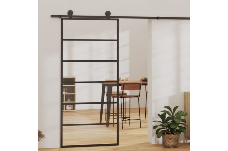 Liukuovi ESG-lasi ja alumiini 90x205 cm musta - Musta - Talo & remontointi - Rakentaminen - Ovet - Liukuovi