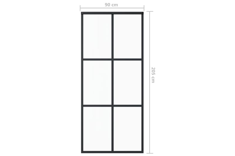 Liukuovi ESG-lasi ja alumiini 90x205 cm musta - Musta - Talo & remontointi - Rakentaminen - Ovet - Liukuovi