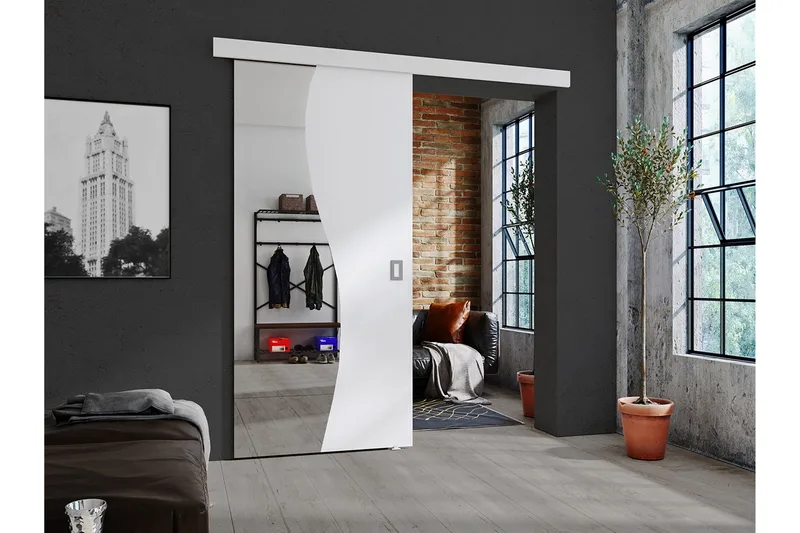 Liukuovi Skeppinge peilillä - Valkoinen - Talo & remontointi - Rakentaminen - Ovet - Liukuovi