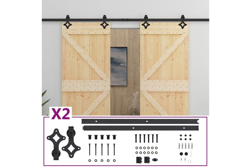 Liukuovi asennustarvikkeineen 80x210 cm täysi mänty - Talo & remontointi - Rakentaminen - Ovet - Liukuovi