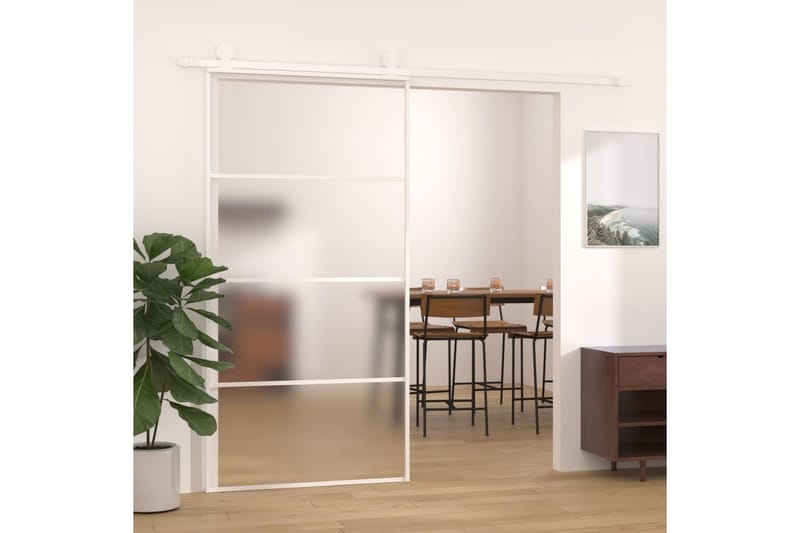 Liukuovi ESG-huurrelasi ja alumiini 102,5x205 cm valkoinen - Valkoinen - Talo & remontointi - Rakentaminen - Ovet - Liukuovi