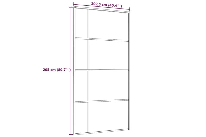 Liukuovi ESG-huurrelasi ja alumiini 102,5x205 cm valkoinen - Valkoinen - Talo & remontointi - Rakentaminen - Ovet - Liukuovi