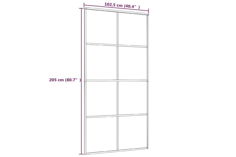 Liukuovi ESG-huurrelasi ja alumiini 102,5x205 cm valkoinen - Valkoinen - Talo & remontointi - Rakentaminen - Ovet - Liukuovi