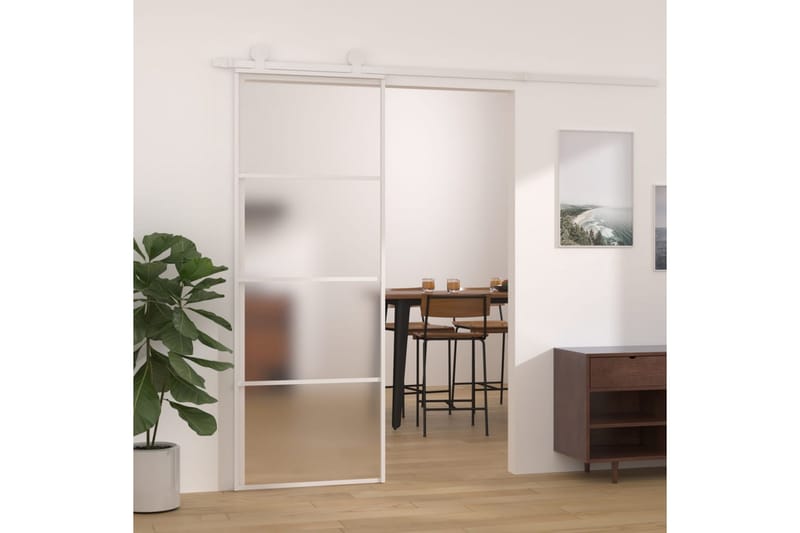 Liukuovi ESG-huurrelasi ja alumiini 76x205 cm valkoinen - Valkoinen - Talo & remontointi - Rakentaminen - Ovet - Liukuovi