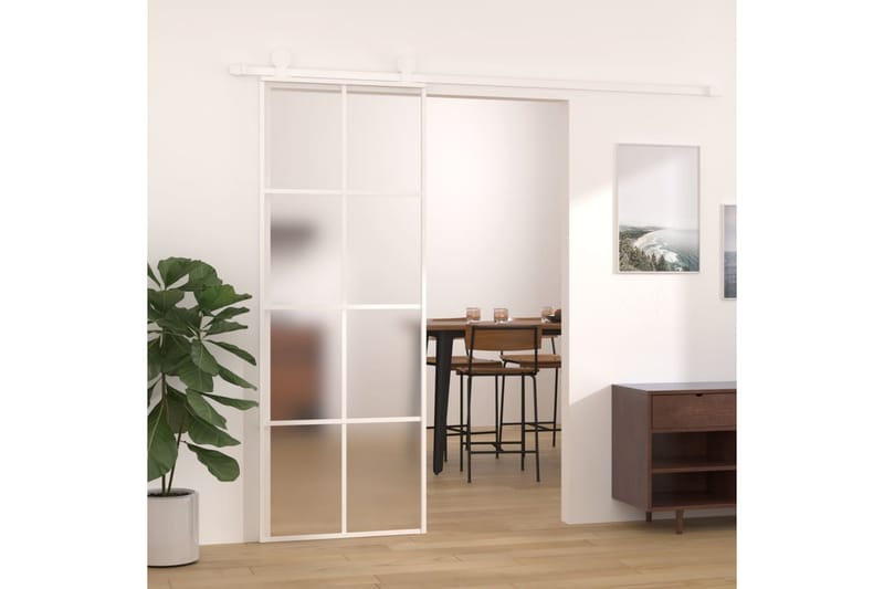 Liukuovi ESG-huurrelasi ja alumiini 76x205 cm valkoinen - Valkoinen - Talo & remontointi - Rakentaminen - Ovet - Liukuovi
