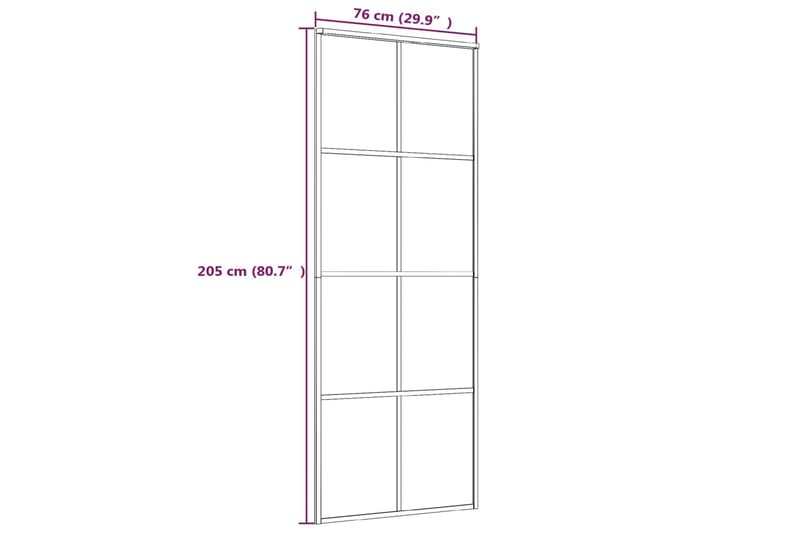 Liukuovi ESG-huurrelasi ja alumiini 76x205 cm valkoinen - Valkoinen - Talo & remontointi - Rakentaminen - Ovet - Liukuovi