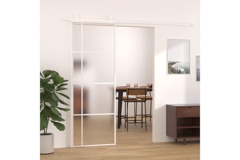 Liukuovi ESG-huurrelasi ja alumiini 76x205 cm valkoinen - Valkoinen - Talo & remontointi - Rakentaminen - Ovet - Liukuovi