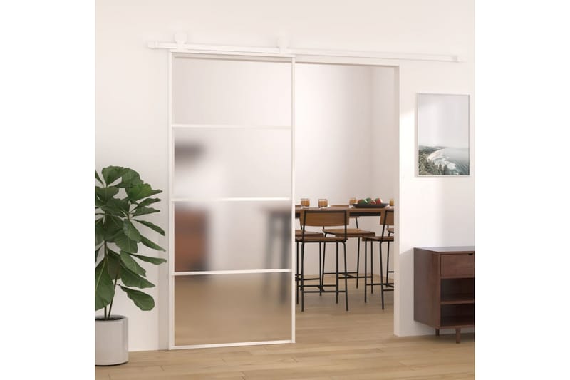 Liukuovi ESG-huurrelasi ja alumiini 90x205 cm valkoinen - Valkoinen - Talo & remontointi - Rakentaminen - Ovet - Liukuovi