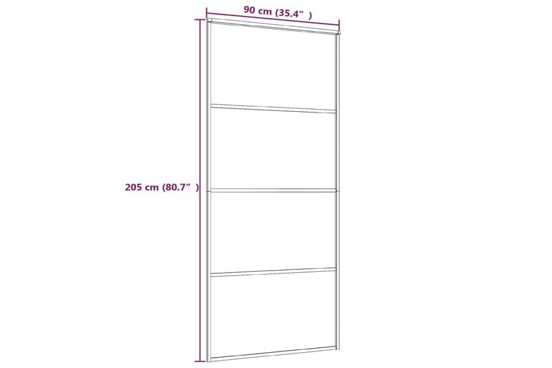 Liukuovi ESG-huurrelasi ja alumiini 90x205 cm valkoinen - Valkoinen - Talo & remontointi - Rakentaminen - Ovet - Liukuovi