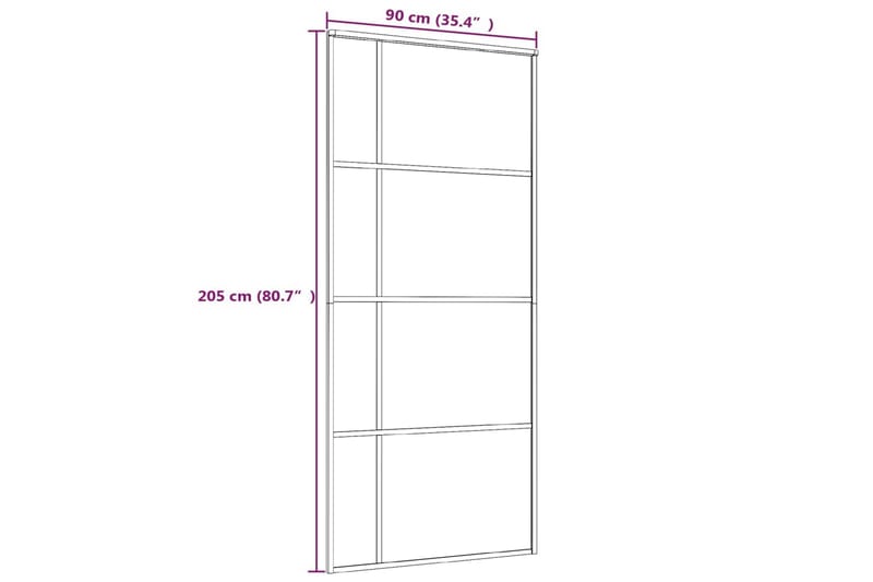 Liukuovi ESG-huurrelasi ja alumiini 90x205 cm valkoinen - Valkoinen - Talo & remontointi - Rakentaminen - Ovet - Liukuovi