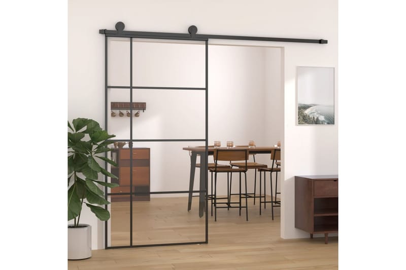 Liukuovi ESG-lasi ja alumiini 102,5x205 cm musta - Musta - Talo & remontointi - Rakentaminen - Ovet - Liukuovi