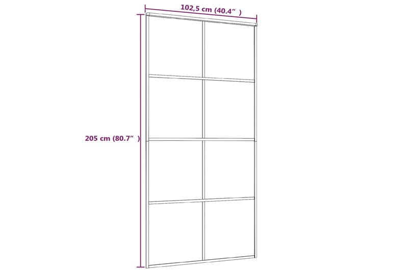 Liukuovi ESG-lasi ja alumiini 102,5x205 cm valkoinen - Valkoinen - Talo & remontointi - Rakentaminen - Ovet - Liukuovi