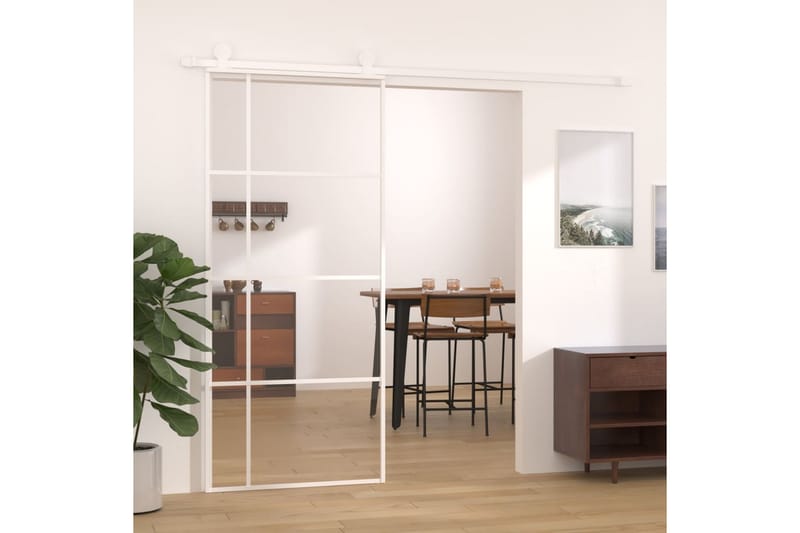 Liukuovi ESG-lasi ja alumiini 90x205 cm valkoinen - Valkoinen - Talo & remontointi - Rakentaminen - Ovet - Liukuovi