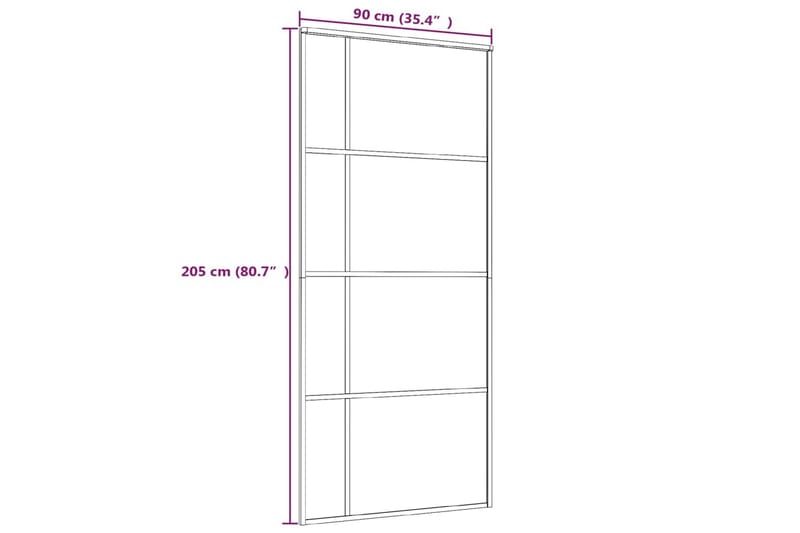 Liukuovi ESG-lasi ja alumiini 90x205 cm valkoinen - Valkoinen - Talo & remontointi - Rakentaminen - Ovet - Liukuovi