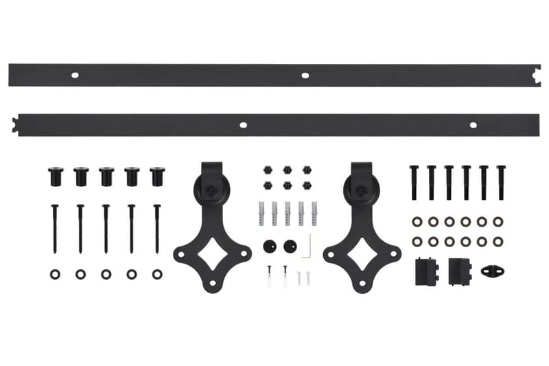 Liukuoven asennussarja teräs 200 cm musta - Musta - Ovihelat & ovitarvikkeet