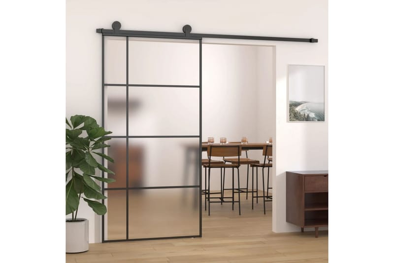 Liukuovi ESG-huurrelasi ja alumiini 102,5x205 cm musta - Musta - Talo & remontointi - Rakentaminen - Ovet - Sisäovi