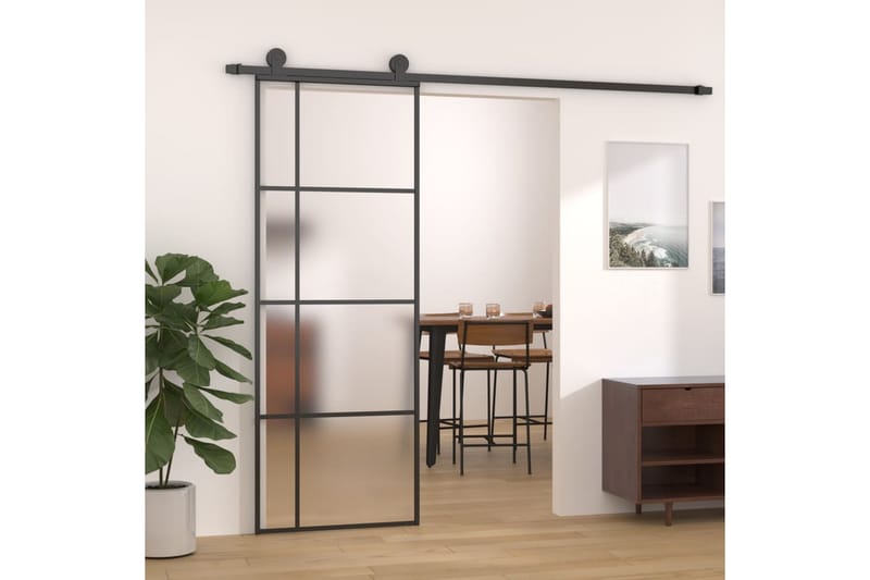 Liukuovi ESG-huurrelasi ja alumiini 76x205 cm musta - Musta - Talo & remontointi - Rakentaminen - Ovet - Sisäovi