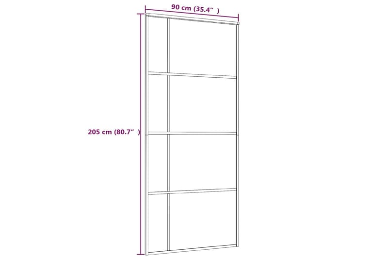 Liukuovi ESG-huurrelasi ja alumiini 90x205 cm musta - Musta - Talo & remontointi - Rakentaminen - Ovet - Sisäovi