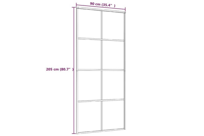 Liukuovi ESG-lasi ja alumiini 90x205 cm valkoinen - Valkoinen - Talo & remontointi - Rakentaminen - Ovet - Sisäovi