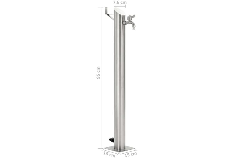 Puutarhan hanapylväs pyöreä ruostumaton teräs 95 cm - Hopea - Talo & remontointi - Rakentaminen - Vesi & viemäri - Venttiilit