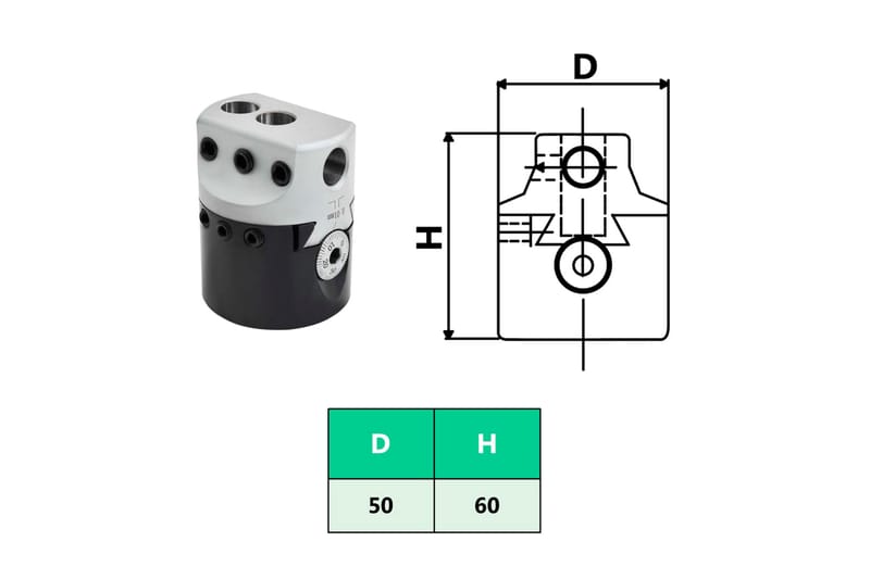 50 mm porapää MT2-porakaralla sorvijyrsintään - Istukat