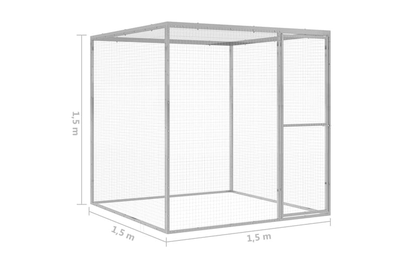 Kissahäkki 1,5x1,5x1,5 m galvanoitu teräs - Hopea - Urheilu & vapaa-aika - Eläimille - Kissa - Kuljetuslaatikko & kantolaukku