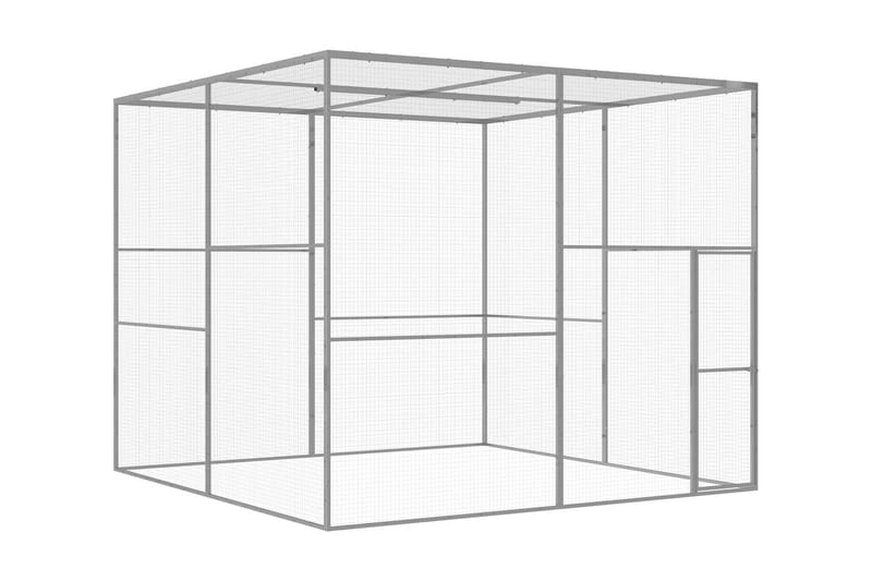 Kissahäkki 3x3x2,5 m galvanoitu teräs - Hopea - Urheilu & vapaa-aika - Eläimille - Kissa - Kuljetuslaatikko & kantolaukku