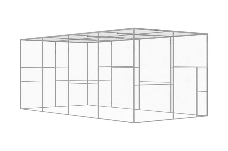 Kissahäkki 6x3x2,5 m galvanoitu teräs - Hopea - Urheilu & vapaa-aika - Eläimille - Kissa - Kuljetuslaatikko & kantolaukku