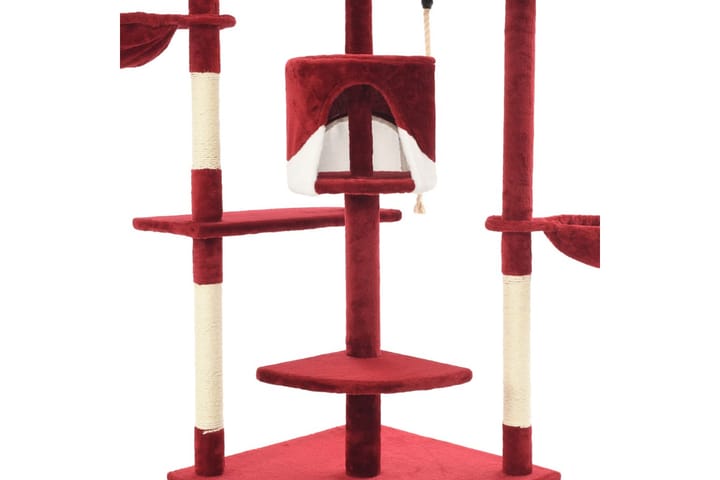 Kissan kiipeilypuu sisal-pylväillä 203 cm punainen ja - Monivärinen - Kissojen kalusteet