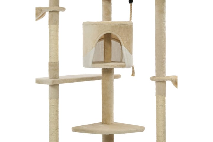Kissan kiipeilypuu sisal-pylväillä 203 cm beige ja valkoinen - Monivärinen - Kissojen kalusteet