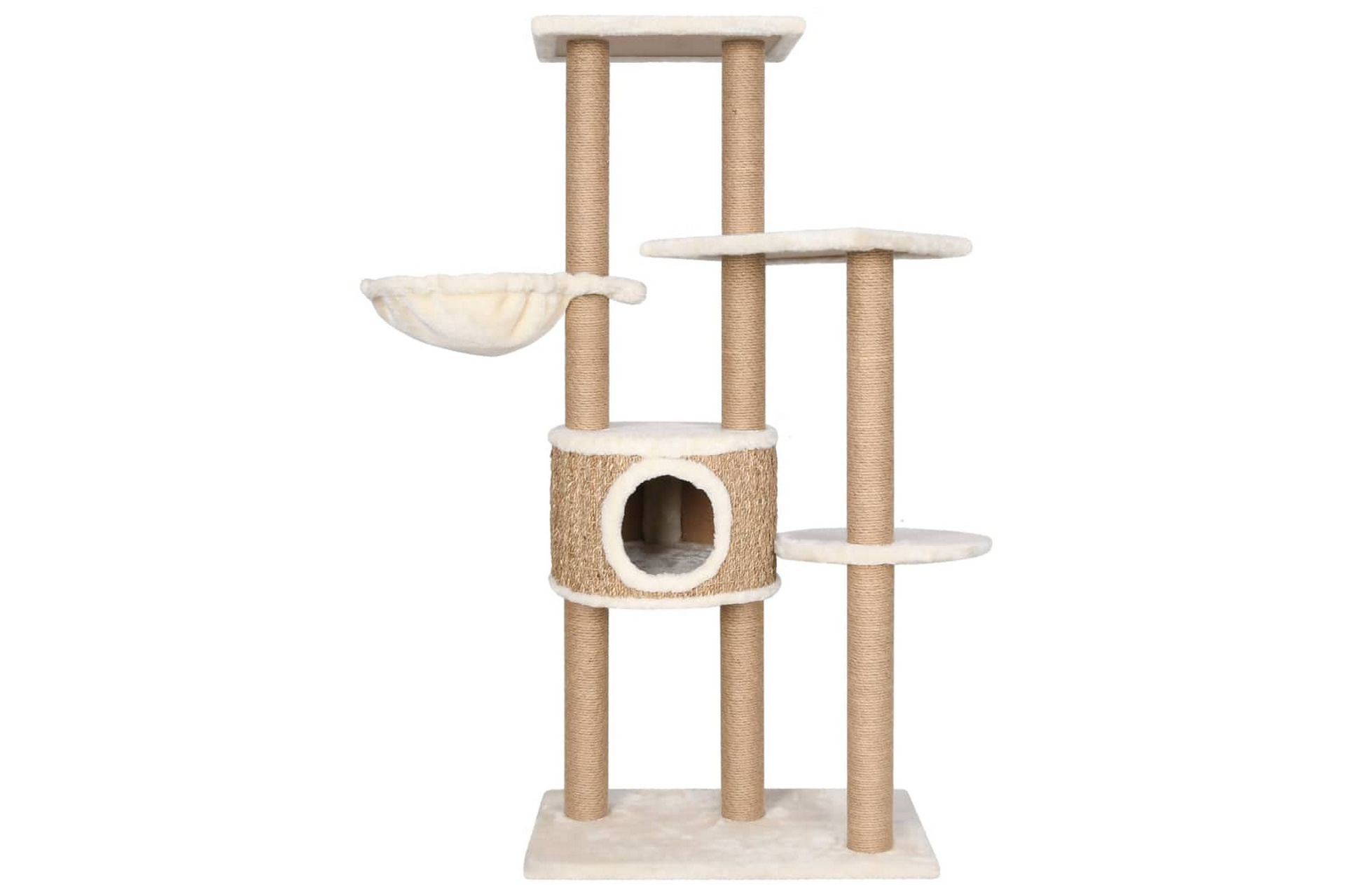 Kissan kiipeilypuu raapimispylväällä 126 cm meriheinä - Beige - Urheilu & vapaa-aika - Eläimille - Kissa - Kissojen kalusteet - Raapimispuu & kiipeilypuu