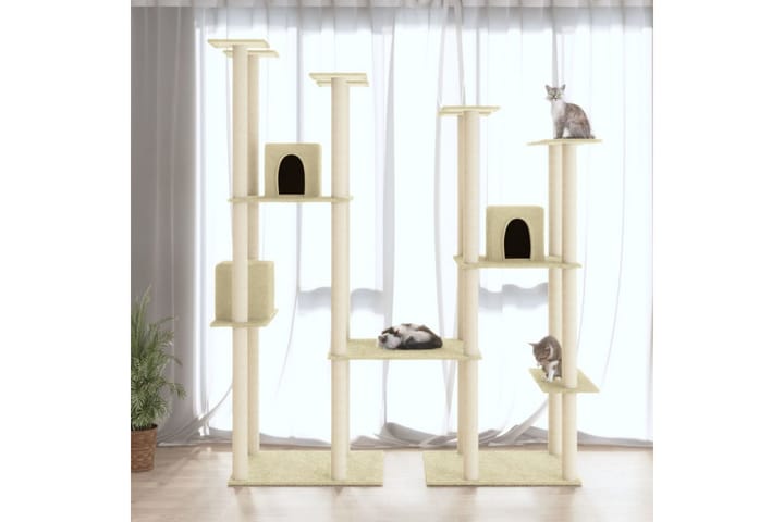 Kissan kiipeilypuu sisal- raapimispylväillä kerma 174 cm - Kerma - Raapimispuu & kiipeilypuu - Kissojen kalusteet