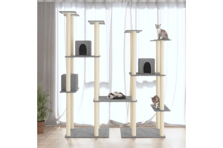 Kissan kiipeilypuu sisal- raapimispylväillä vaaleanharm. 174 - Harmaa - Raapimispuu & kiipeilypuu - Kissojen kalusteet