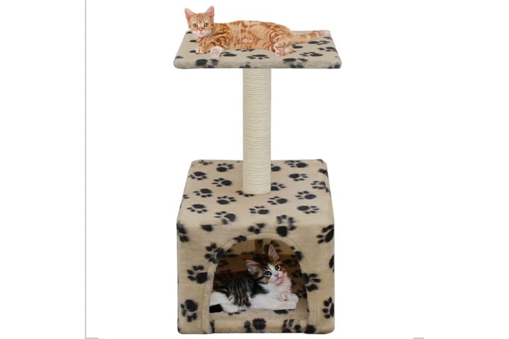 Kissan kiipeilypuu sisal-pylväällä 55 cm tassunjäljet beige - Beige - Kissojen kalusteet
