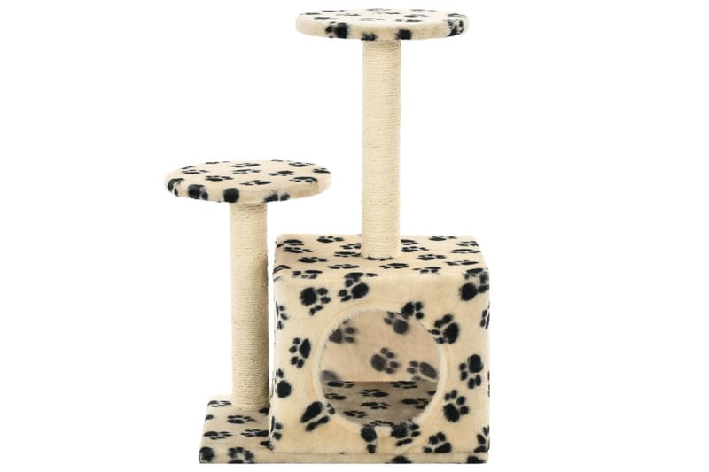 Kissan kiipeilypuu sisal-pylväillä 60 cm tassunjäljet beige - Beige - Urheilu & vapaa-aika - Eläimille - Kissa - Kissojen kalusteet