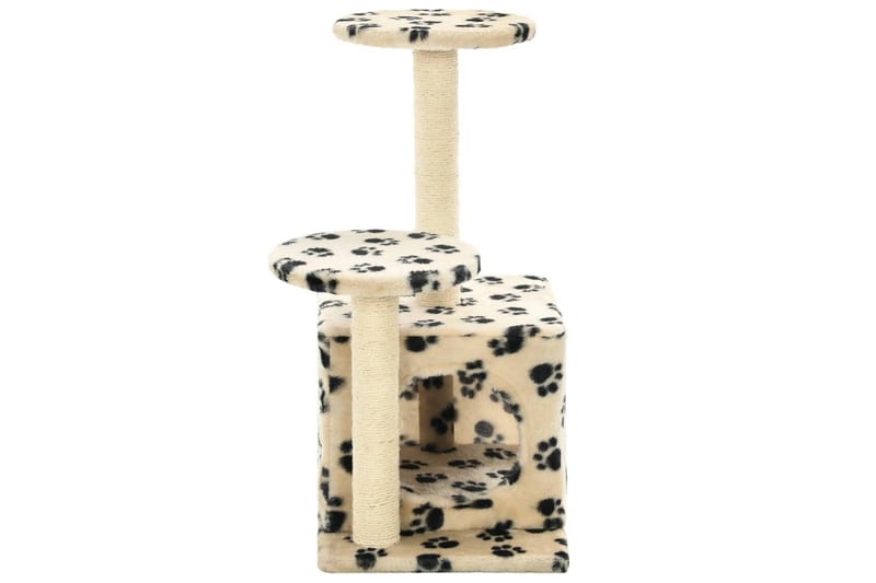 Kissan kiipeilypuu sisal-pylväillä 60 cm tassunjäljet beige - Beige - Urheilu & vapaa-aika - Eläimille - Kissa - Kissojen kalusteet