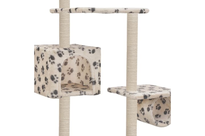 Kissan kiipeilypuu sisal-pylväillä 260 cm tassunjäljet beige - Beige - Kissojen kalusteet
