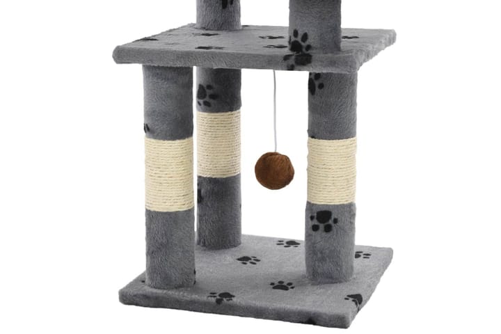 Kissan kiipeilypuu sisal-pylväillä 65 cm tassukuvio harmaa - Harmaa - Kissojen kalusteet