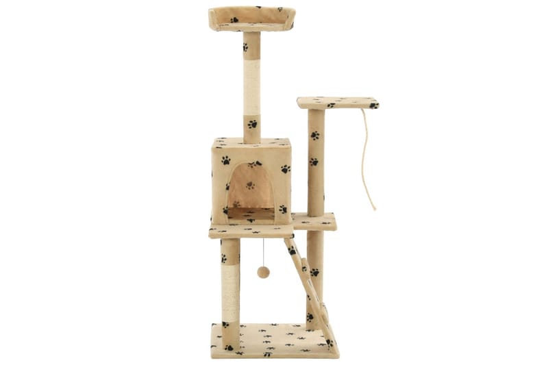 Kissan kiipeilypuu sisal-pylväillä 120 cm tassukuvio beige - Beige - Urheilu & vapaa-aika - Eläimille - Kissa - Kissojen kalusteet