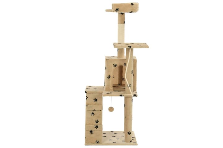 Kissan kiipeilypuu sisal-pylväillä 120 cm tassukuvio beige - Beige - Kissojen kalusteet