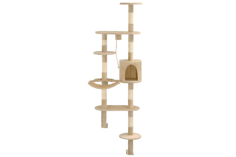 Kissan kiipeilypuu sisal-pylväillä seinäkiinnitys 194cm beig - Beige - Urheilu & vapaa-aika - Eläimille - Kissa - Kissojen kalusteet