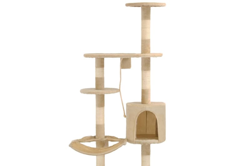 Kissan kiipeilypuu sisal-pylväillä seinäkiinnitys 194cm beig - Beige - Urheilu & vapaa-aika - Eläimille - Kissa - Kissojen kalusteet