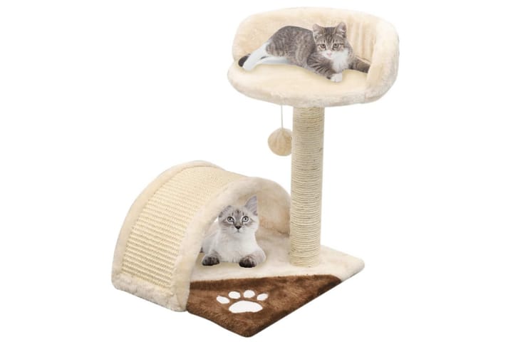 Kissan kiipeilypuu sisal-pylväällä 40 cm beige ja ruskea - Beige - Kissojen kalusteet