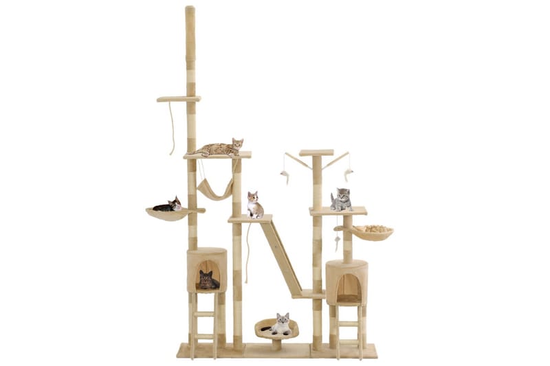Kissan kiipeilypuu sisal-pylväillä 230-250 cm beige - Beige - Urheilu & vapaa-aika - Eläimille - Kissa - Kissojen kalusteet