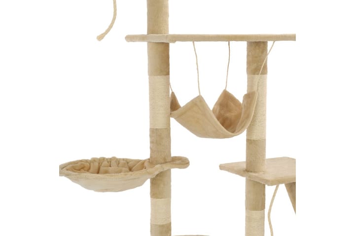Kissan kiipeilypuu sisal-pylväillä 230-250 cm beige - Beige - Kissojen kalusteet