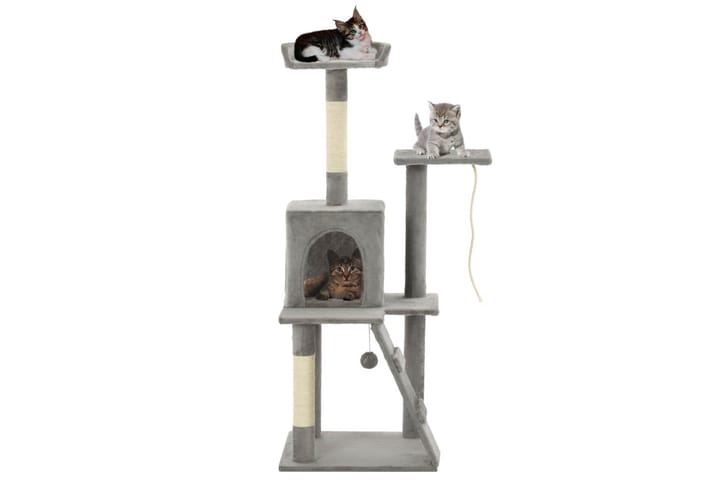 Kissan kiipeilypuu sisal-pylväillä 120 cm harmaa - Harmaa - Kissojen kalusteet