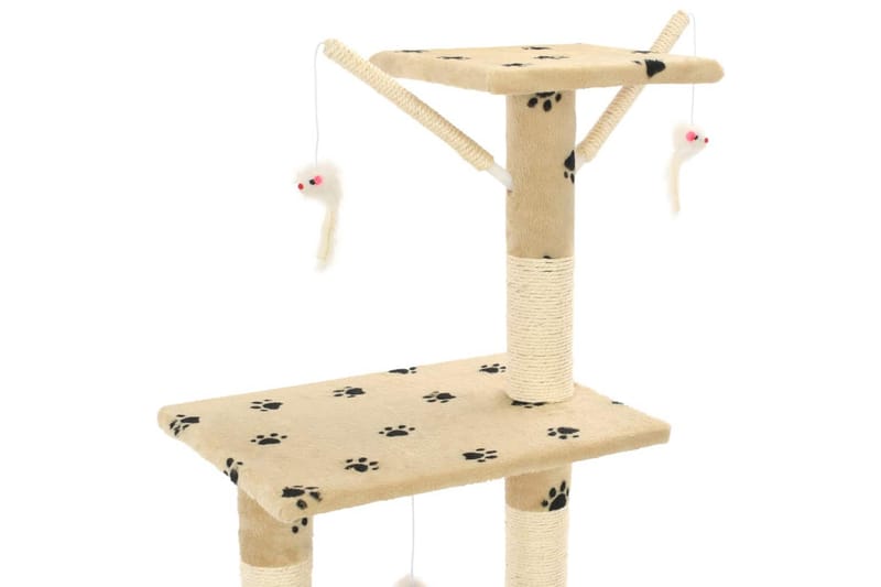 Kissan raapimispuu sisal-pylväillä 138 cm tassunjäljet beige - Beige - Urheilu & vapaa-aika - Eläimille - Kissa - Kissojen kalusteet